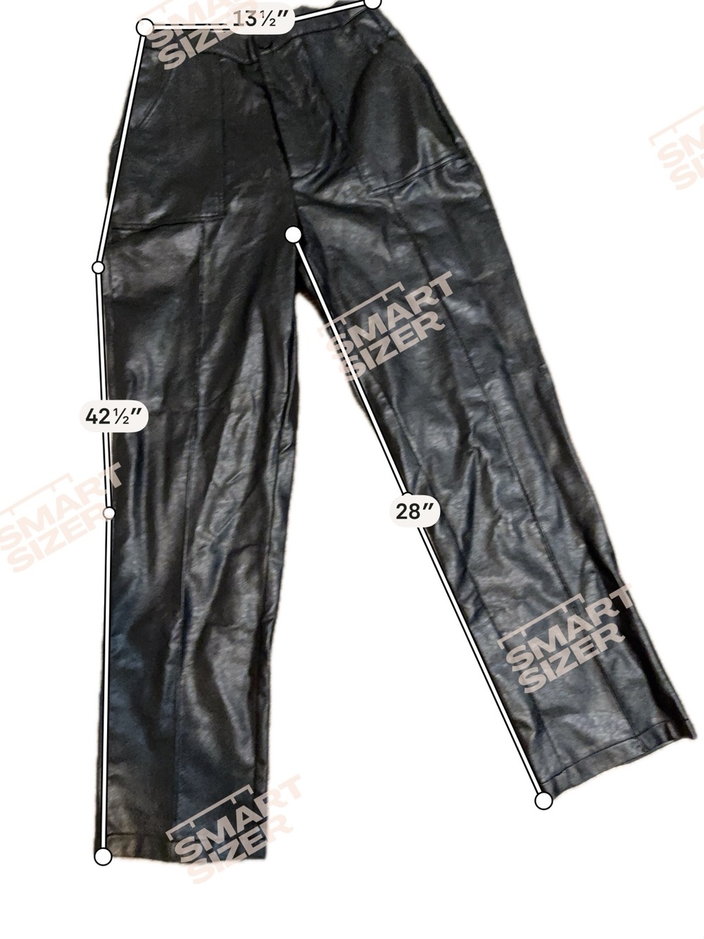 Princess Polly Black Faux Leather High-Waist Pants - size 2 - Picture 5 of 5